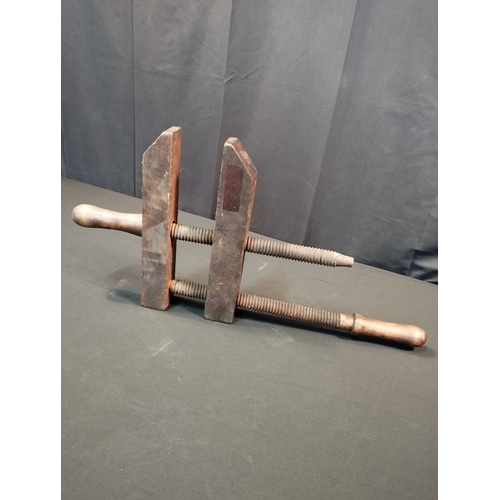 34 - Vintage Wooden Carpenters Woodworking Clamp. Approx. 62cm Length.