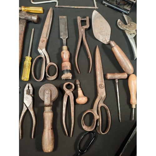 35 - Selection of Vintage Hand Tools and Tins in a Wooden Box