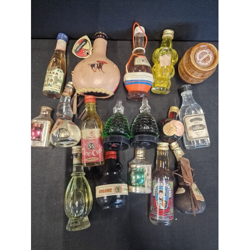 42 - A quantity of 16 alcohol miniatures includes Brandy, Metaxa a d Tequlia