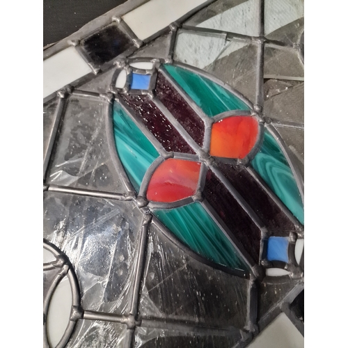 51 - Six pieces of stain glass approximately 67cm h x  33cm W.