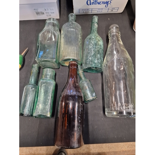 52 - Collection of vintage glass bottles. Includes Duttons of Blackburn and Fletcher Ketchup