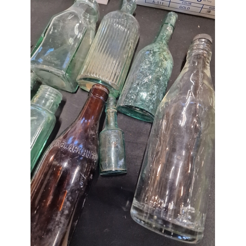 52 - Collection of vintage glass bottles. Includes Duttons of Blackburn and Fletcher Ketchup