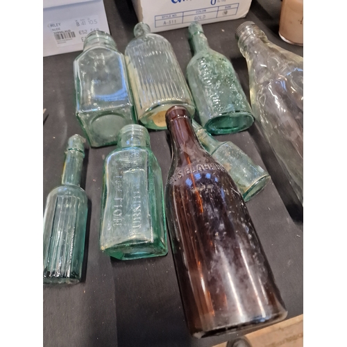 52 - Collection of vintage glass bottles. Includes Duttons of Blackburn and Fletcher Ketchup