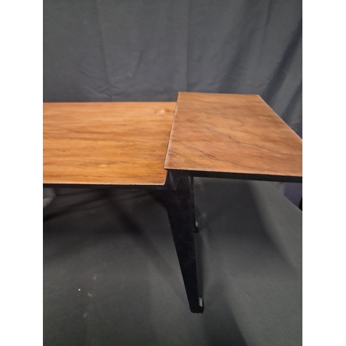 64 - A unique 1970's side table. With drop centre and Wing sides.
39 cm H max x 82c W x 38cm D