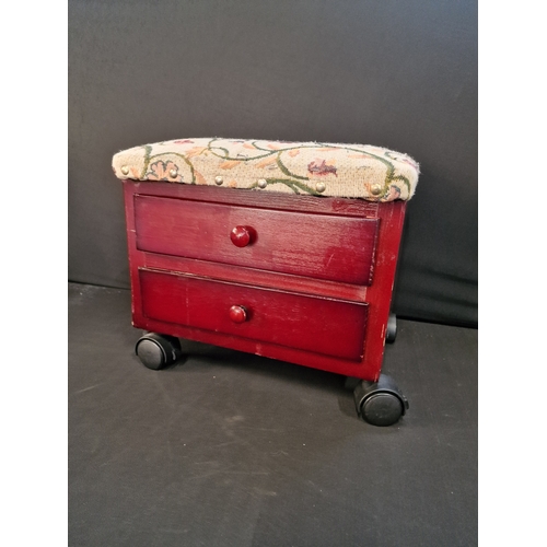 97 - A vintage small foot stool with 2 drawers