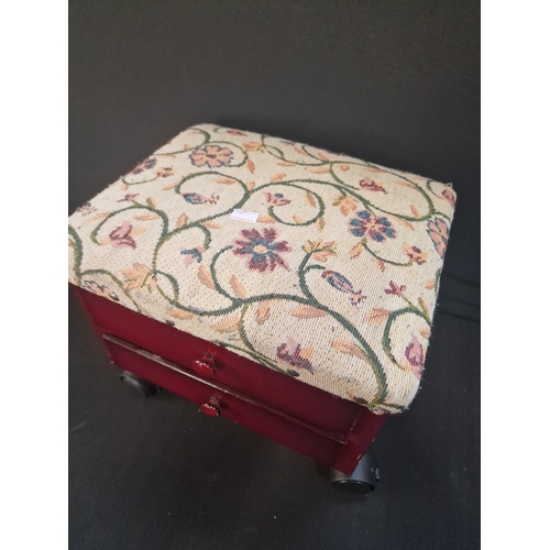 97 - A vintage small foot stool with 2 drawers