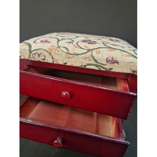 97 - A vintage small foot stool with 2 drawers