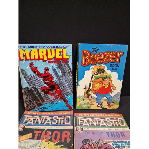 116 - Five vintage collectors comics and annuals 1967 to 1979
Fantastic Thor, Marvel Annual 1979, The q974... 