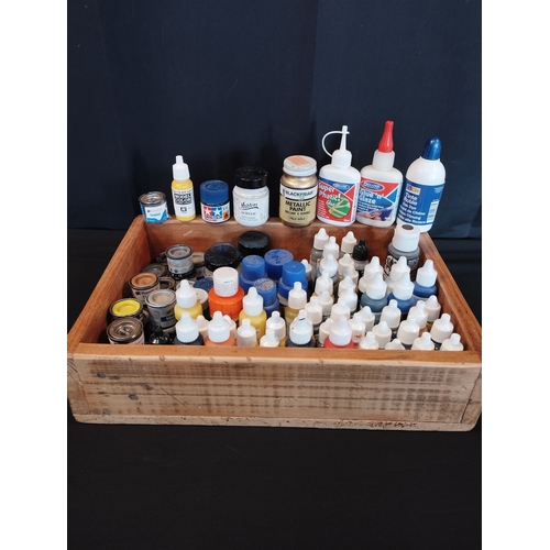 137 - Selection of Modelling and Artists Paints and Glues inc Humbrol and Tamiya Enamel and Acrylic Paints... 