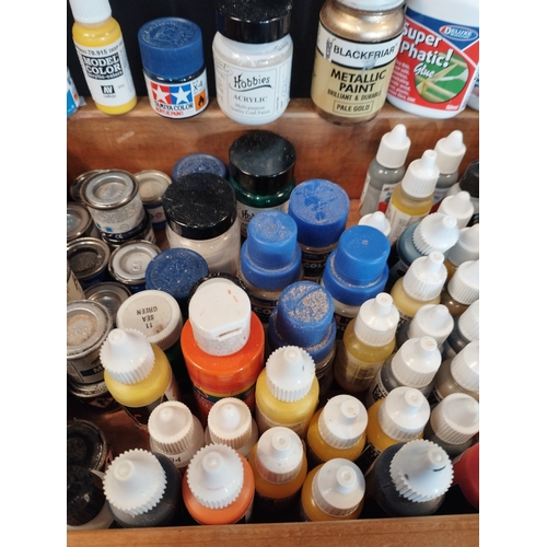 137 - Selection of Modelling and Artists Paints and Glues inc Humbrol and Tamiya Enamel and Acrylic Paints... 