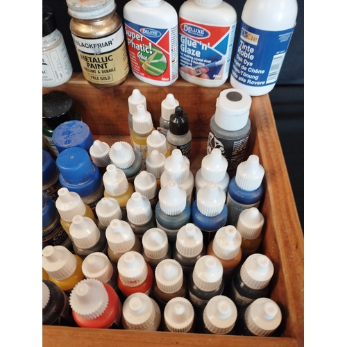 137 - Selection of Modelling and Artists Paints and Glues inc Humbrol and Tamiya Enamel and Acrylic Paints... 