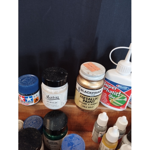 137 - Selection of Modelling and Artists Paints and Glues inc Humbrol and Tamiya Enamel and Acrylic Paints... 