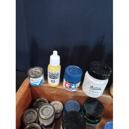 137 - Selection of Modelling and Artists Paints and Glues inc Humbrol and Tamiya Enamel and Acrylic Paints... 