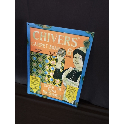 139 - Reproduction Chivers Carpet Soap Advertisment Metal Sign. Approx. 40x30cm.