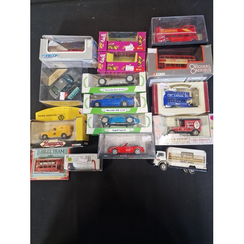 160 - A collection corgi, welly and matchbox cars, trucks and vans.