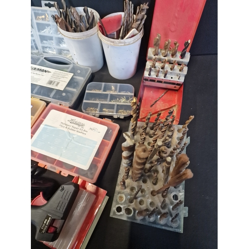 162 - A selection of hardware including duopower, fixman, hold titer, tools, hardware, drill bits and more