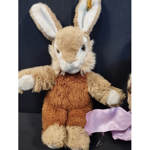 164 - Four Vintage Steiff Bunnys. Inc Mohair Sleeping Rabbit, Movable Head Rabbit with Tag and Plush Rabbi... 