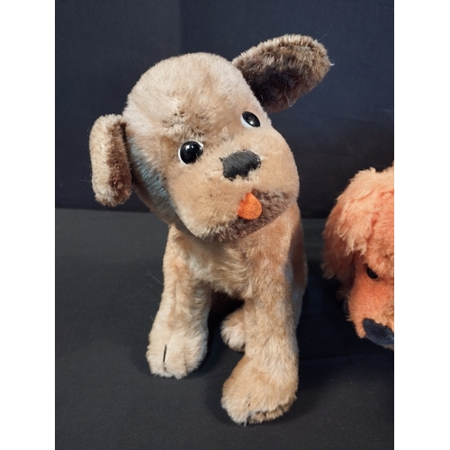 168 - Four Vintage Steiff Dogs inc Orange Plush and Mopsy Mohair with Tag.