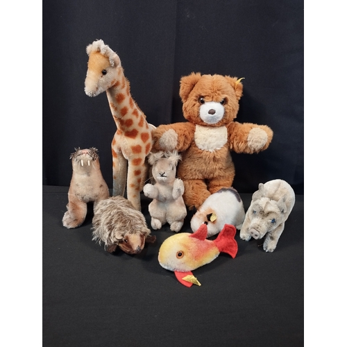 169 - Selection of Vintage Collectable Steiff Items inc
Bear, Mohair Boar, Swinny Guinea Pig with Tag, Flo... 