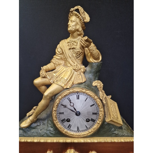 185 - A French style reproduction bronze and copper gilt Mantel clock.