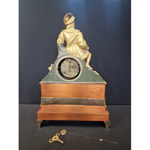 185 - A French style reproduction bronze and copper gilt Mantel clock.