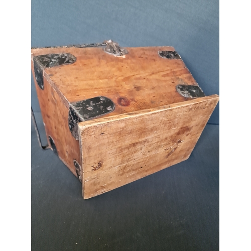 191 - A vintage housemaid box metal bound with swing handle
Measures 35h x 35L x 26.5w approximately