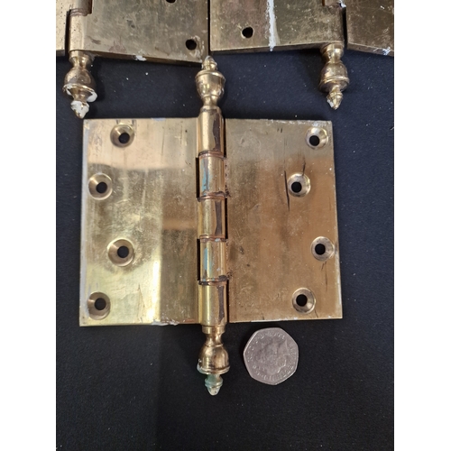 193 - Three heavy duty Brass vintage hinges