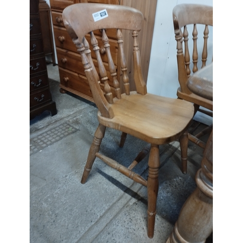 197 - Solid Pine Vintage Farmhouse Dining Table with 4 Chairs to Suit. Table Approx. 77H x 122L x 76W cm.