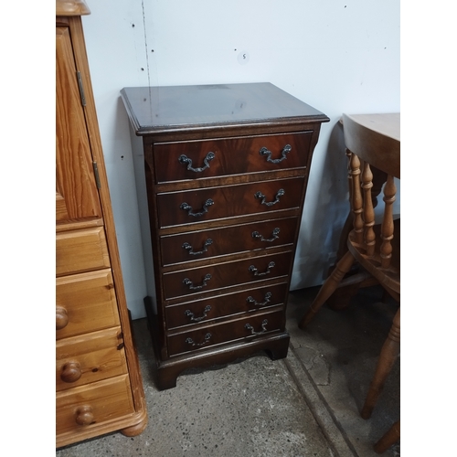 200 - Vintage Mahogany Slimline Chest of Drawers. Six Drawers. Approx. 88H x 44W x 33D cm.