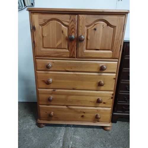 202 - Pine Linen Cupboard Set with Four Drawers. Approx. 109H x 77W x 45D cm.