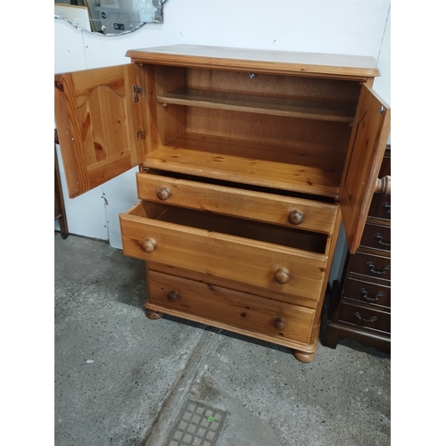 202 - Pine Linen Cupboard Set with Four Drawers. Approx. 109H x 77W x 45D cm.