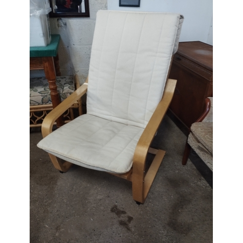 208 - Ikea Oak Poang Chair with Cream Covers