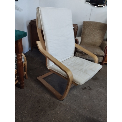 208 - Ikea Oak Poang Chair with Cream Covers