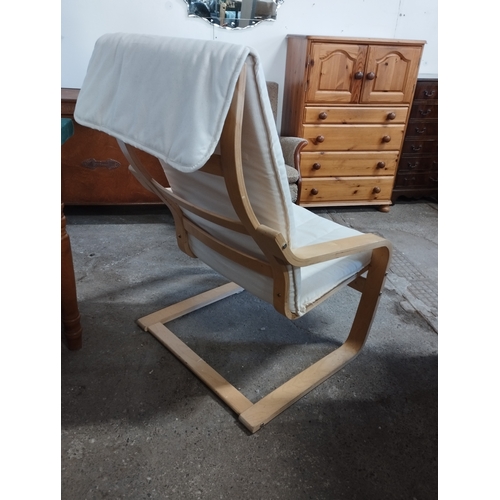 208 - Ikea Oak Poang Chair with Cream Covers