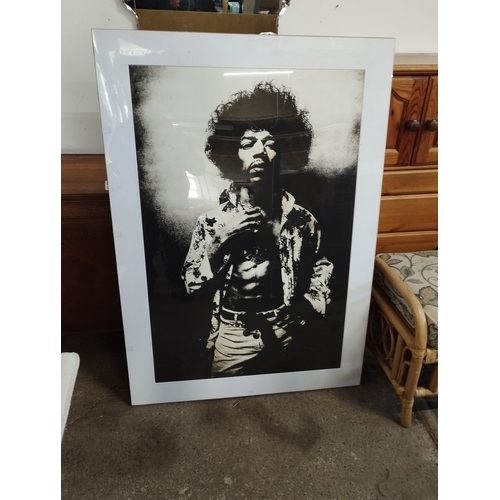 211 - Large Mounted Poster of Jimi Hendrix. Approx. 120x85cm