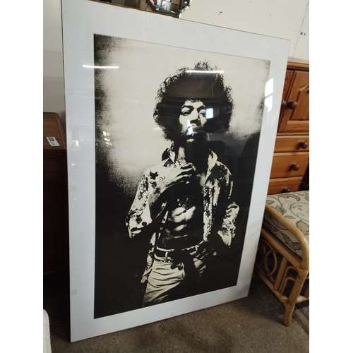 211 - Large Mounted Poster of Jimi Hendrix. Approx. 120x85cm