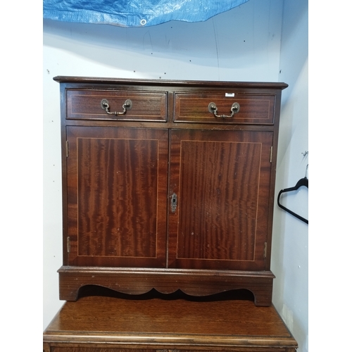 214 - Vintage Mahogany Two Drawer Dwarf Library Bookcase / Sideboard. Approx. 76H x 75W x 27D cm