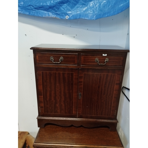 214 - Vintage Mahogany Two Drawer Dwarf Library Bookcase / Sideboard. Approx. 76H x 75W x 27D cm