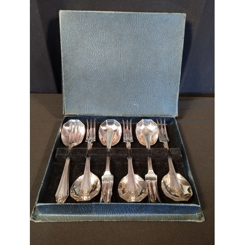 216 - Vintage Set of EPNS 12 Lemon Forks and Sugar Spoons