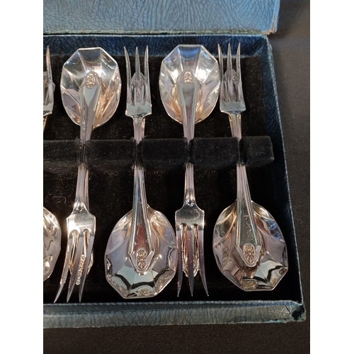 216 - Vintage Set of EPNS 12 Lemon Forks and Sugar Spoons