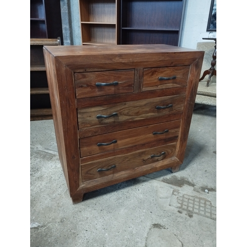 233 - Solid Oak 5 Drawer Chest of Drawers. Approx. 83H x 88W x 44D cm.