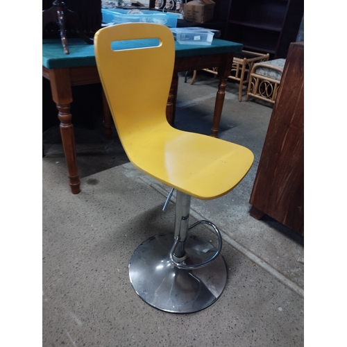 243 - Tall Yellow Bar Stool. Approx. 78cm Maximum Seat Height