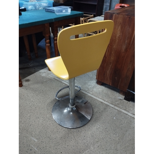 243 - Tall Yellow Bar Stool. Approx. 78cm Maximum Seat Height