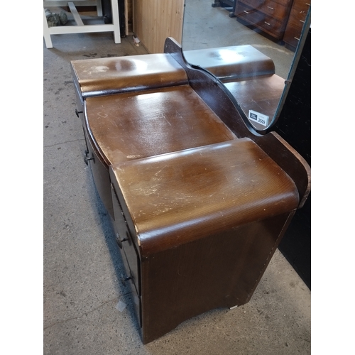 244 - Vintage Art Deco Dressing Table with Drawers and Mirror. Approx. 152H x 107W x 48D cm.