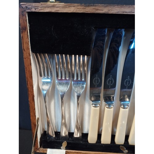 222 - Vintage Viners Ltd Sheffield Silver Plated EPNS and Stainless Steel Cutlery Canteen in Wooden Displa... 