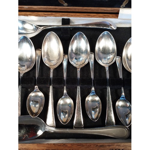 222 - Vintage Viners Ltd Sheffield Silver Plated EPNS and Stainless Steel Cutlery Canteen in Wooden Displa... 