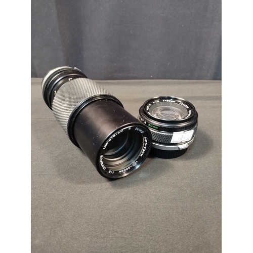 254 - Pair of Olympus Camera Lens. 1:18 f=50mm and 1:5 Auto Zoom 100-200mm