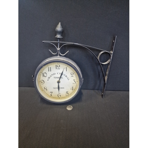 263 - Double- sided Wall Clock Vintage style Metal Silent Grand Central Station Wall Clock