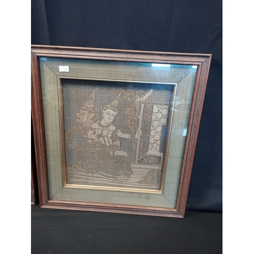 266 - Vintage Thai Silk Embroidery Painting and Embroidered Picture. Both Framed Approx. 39x42cm.