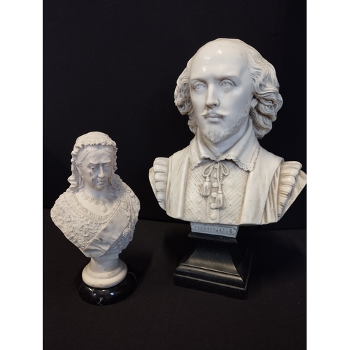 267 - Pair of Vintage Busts. Queen Victoria and William Shakespeare. Approx. 20 and 30cm Tall.